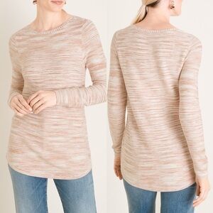 Chico’s Orange Spacedye Bateau Neck Knit Sweater Sz XL